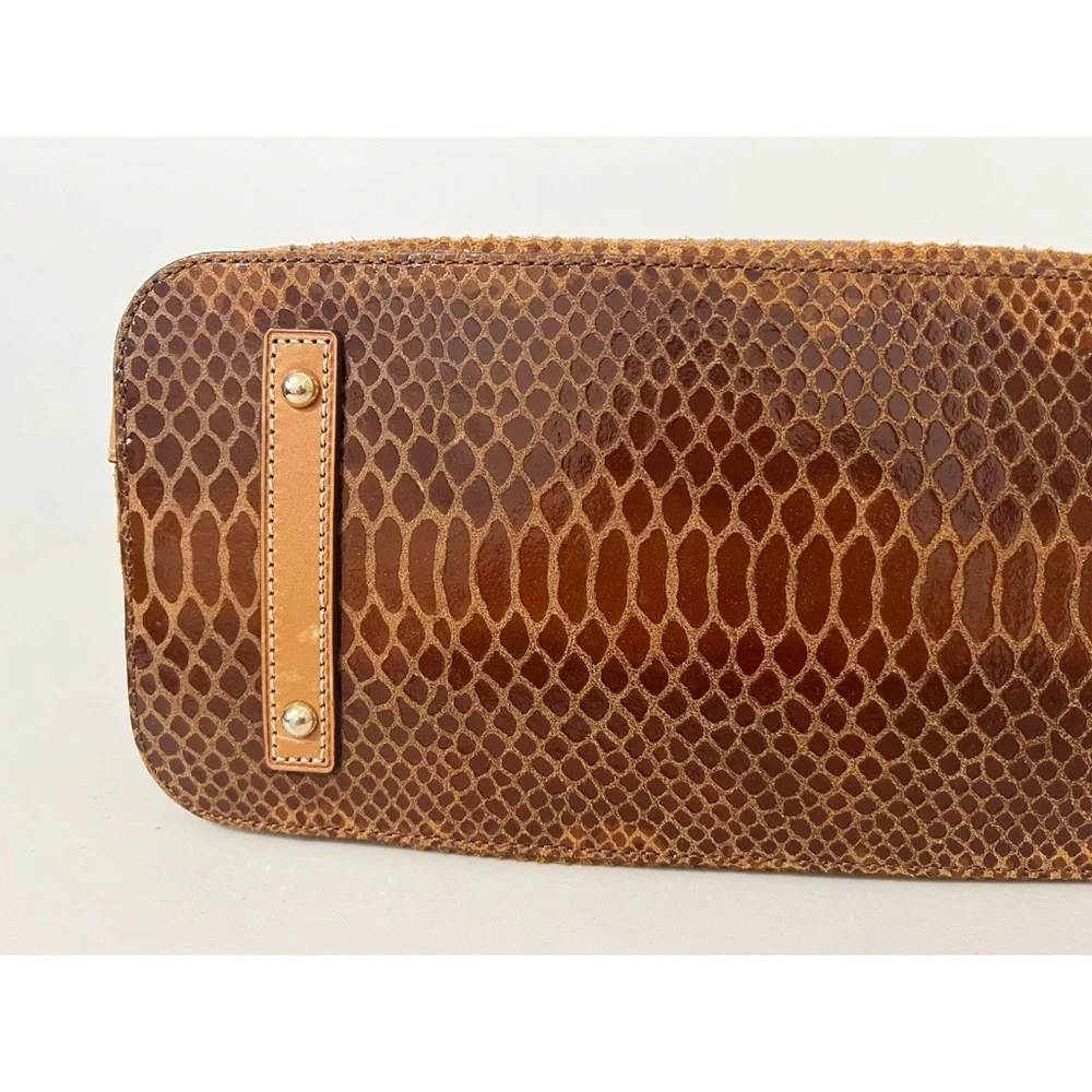 Dooney & Bourke Brown Embossed Snakeskin Shoulder Handbag - Picture 7 of 11